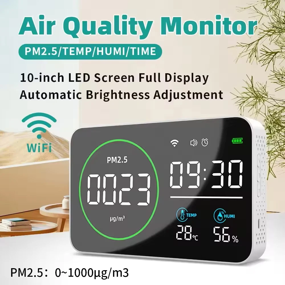 PM2.5 Air Quality Monitor,Large Screen Real Time Monitoring Of Temperature, Humidity & Particulate Matter, For Home