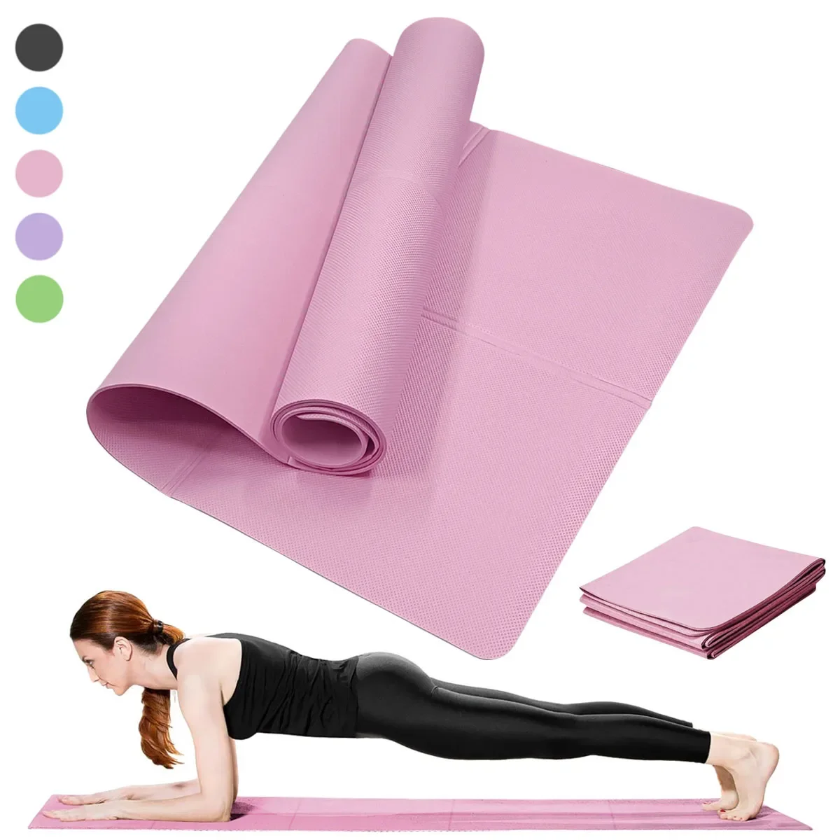 Yoga-Matte, Pilates-Fitness-Matte, 3/4/6 mm dick, rutschfest, Yoga-Kissen, Reise-Fitness-Übungsunterlage für Frauen,
