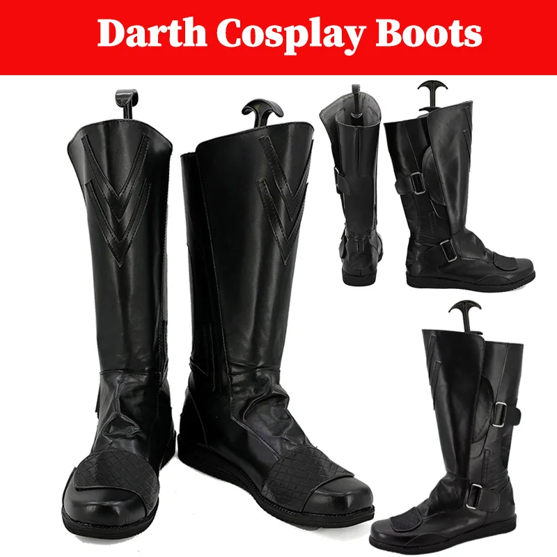 Adult Darth Shoes Cosplay Men Black Boots Movie Space Battle Disguise Shoes Costume Accessories Male Footwear Halloween Props