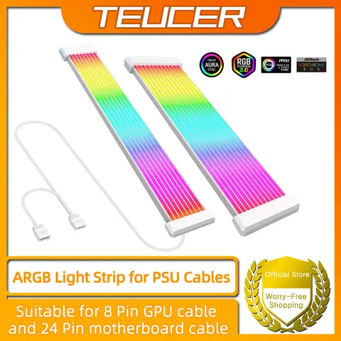 PC RGB 라이트 스트립, PC RGB GPU 케이블, 5V 3 핀 ARGB 동기화 PC 익스텐션 케이블, 6 핀 8 핀 12 핀 16 핀 24 핀용