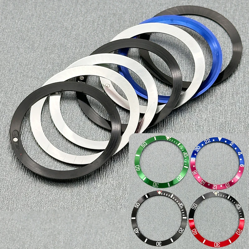 Mod 37.5mmX30.6mm Watch Bezel Aluminum Curved Vintage Watch Bezel Insert NH35 Bezel Fit NH35 NH36 Movement Men's Watch Bezel