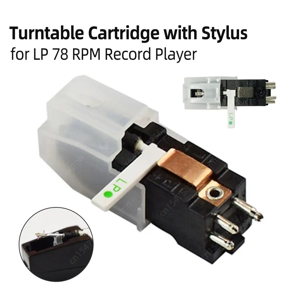 Black Turntable Cartridge Sapphire Dual Needles Stereo Pickup Head Wear-Resistant Replacement for LP 78 RPM Records Accessories