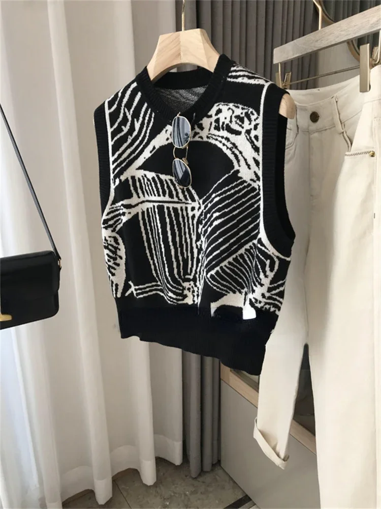 Vestido largo de punto sin mangas para mujer, suéter Vintage de gran tamaño, Y2k, invierno, Otoño, 2023