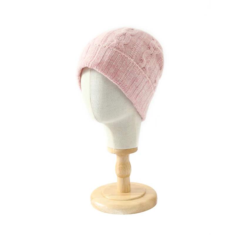 

ZOCEPT 100% Merino Wool Solid Color Twisted Flower Knitted Cap Women'S Warm Pullover Cap Winter, Men'S Fashionable Headscarf Cap