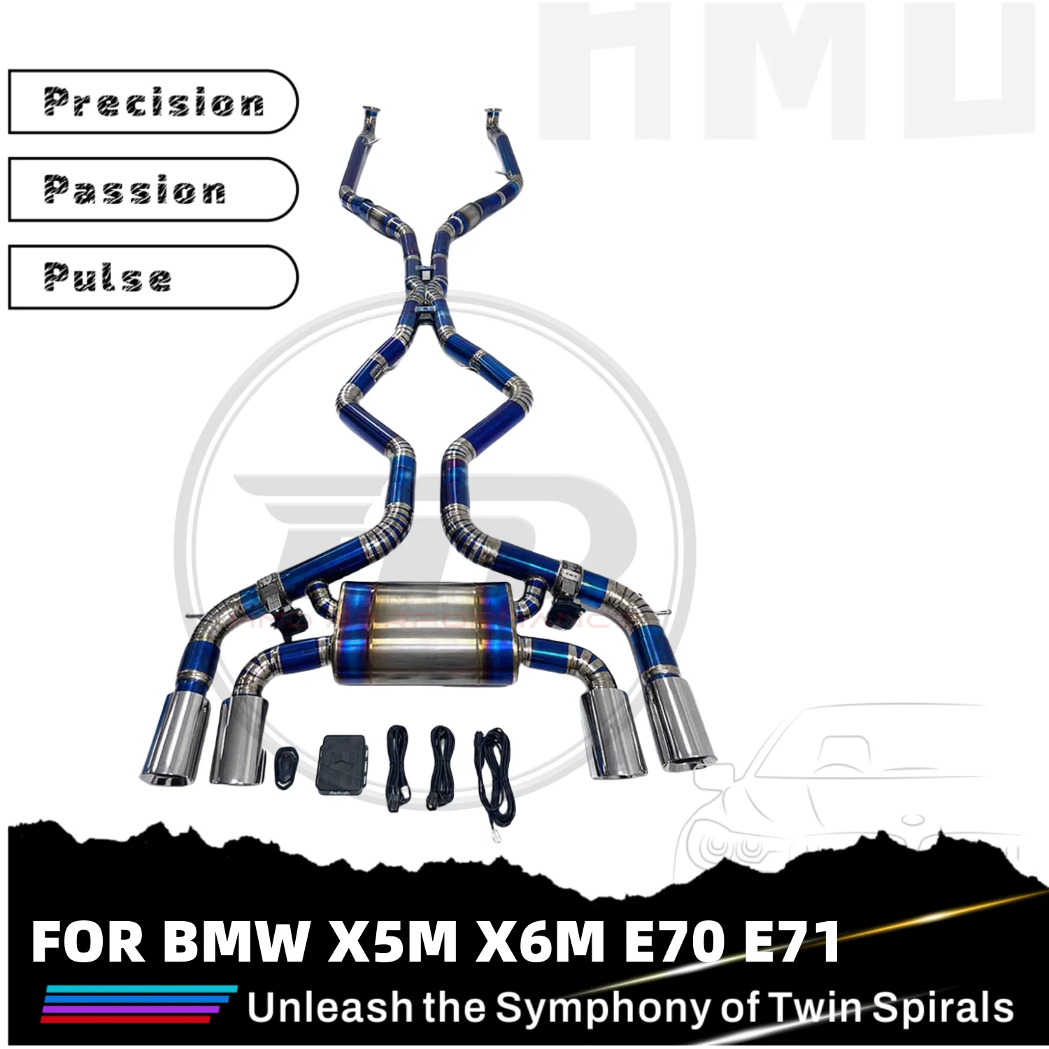 

HMD Titanium Exhaust System Performance Catback for BMW X5M X6M E70 E71 4.4T 2009-2014 Muffler With Valves And Tips