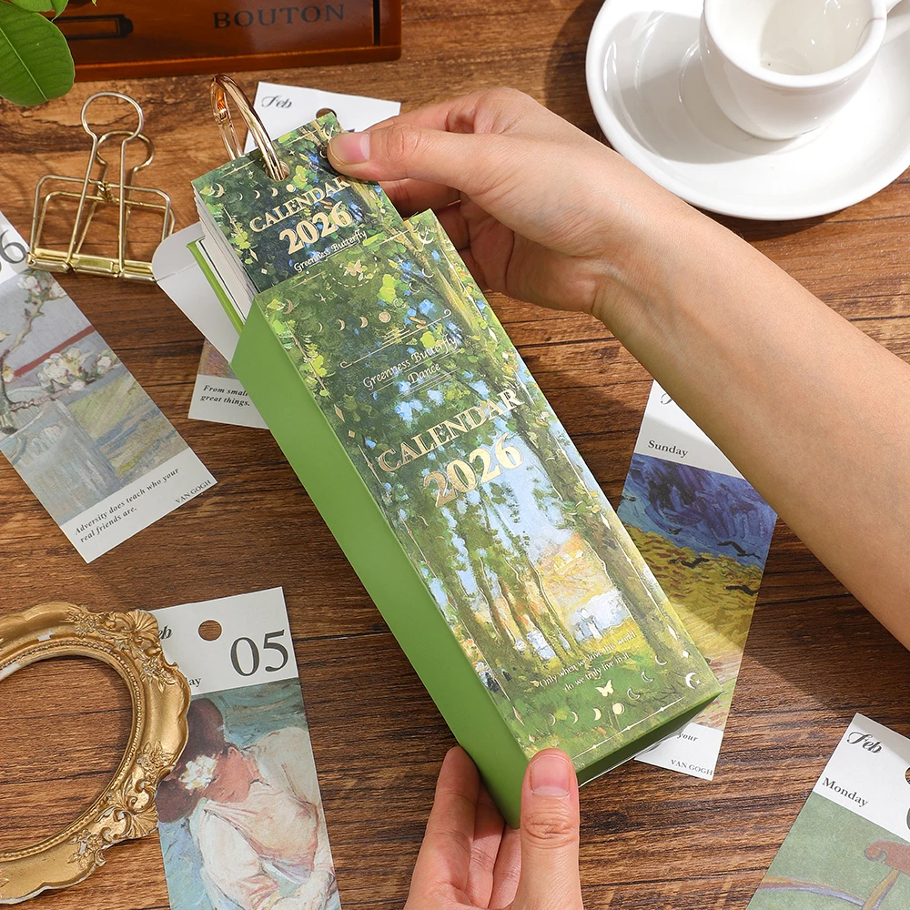 2026 ملهمة التقويم اليومي اللوحة أجندة مكتبية /رزنامة مكتبية مع حلقة ذهبية ملزمة تصميم مكتب مكتب ديكور لجدول عيد ميلاد #4