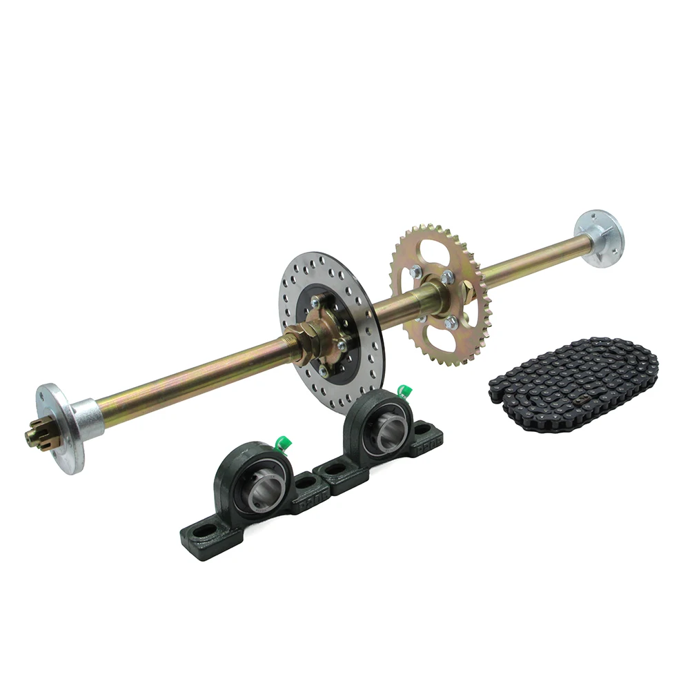 610-740mm 23T-28T Rear Axle Kit With 428-37T Sprocket 140L Chain 158mm Brake Disc For DIY Quad Go Kart ATV Buggy Tricycle Parts