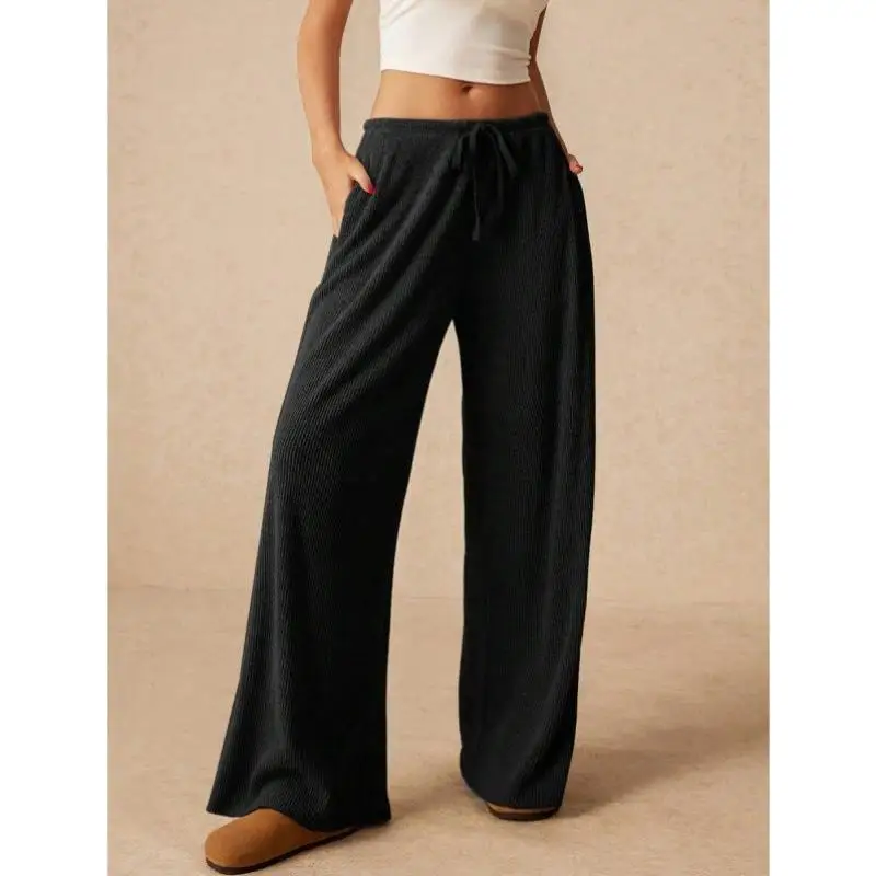 

Comfortable Low Waist Wide Leg Pants Women's Casual Trousers Cross-Border Sle Vintage Ciwalk Nine-Piece Pants