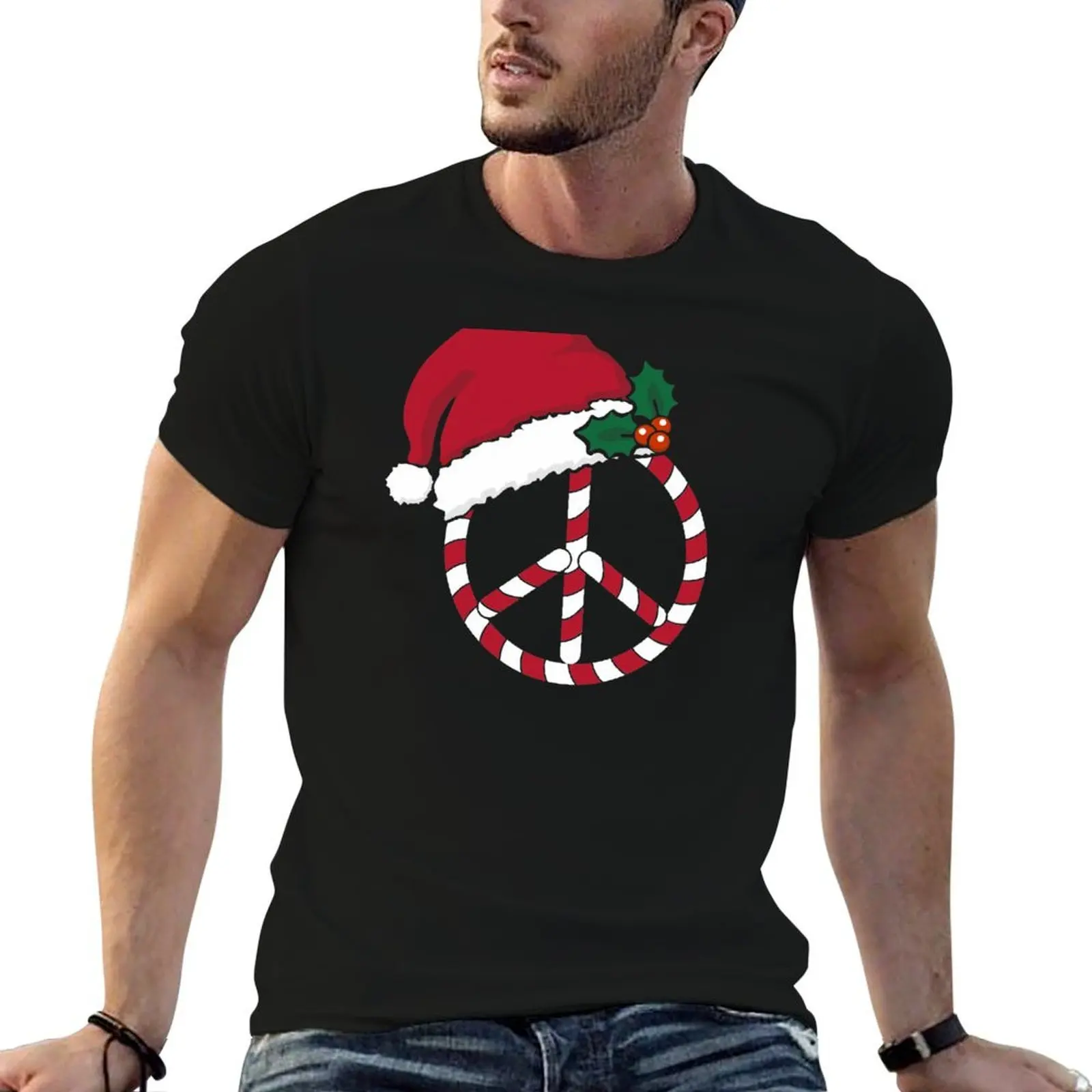 

Cane Christmas man t Candy Cute Sign Peace oversize anime shirts cotton Gifts shirt T-Shirt t