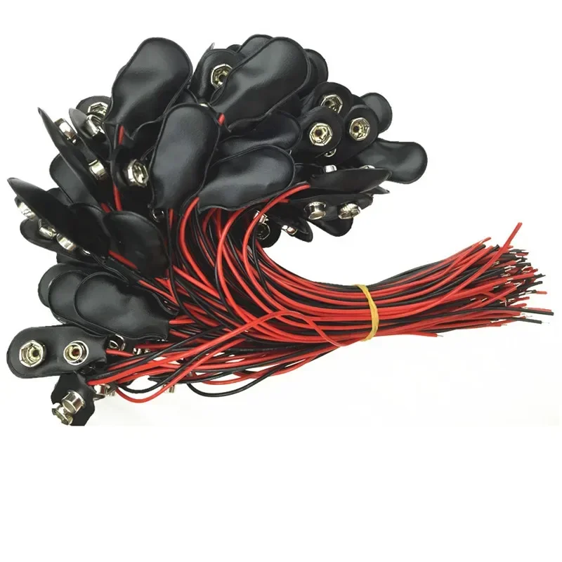 500pc/lot 9V I Type Battery Connector Snap  DC Clip Male Line Battery Adapter Terminal Experimental Snap Power Cable 15cm 150mm