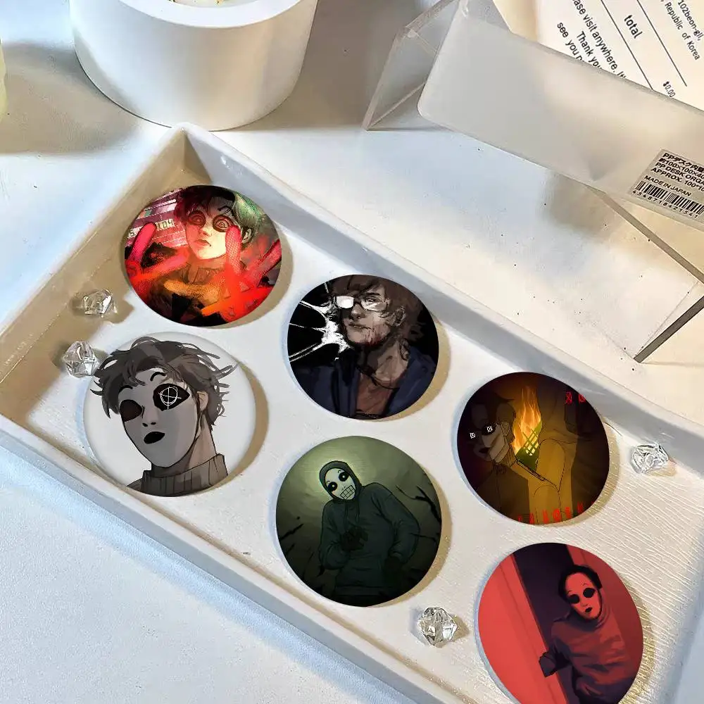 1pc Horror Short Film M-marble H-hornets Cartoon Style Badge Brooches On Backpack Decoration Round Enamel Pins For Accessorys