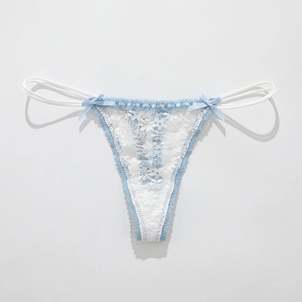 Female Low-waist Strappy Lace Panties All Seasons Breathable Casual Medium Elasticity Quick-drying Solid Color