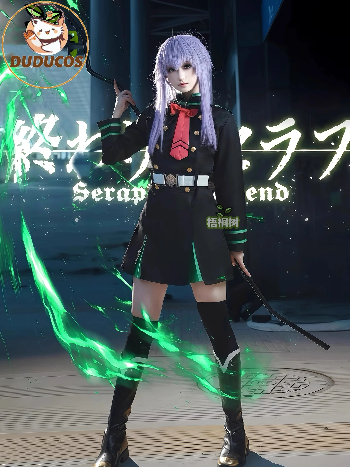 Disfraz de Anime Seraph of The End Shinoa Hiiragi, disfraz de Owari No Seraph, uniforme militar, peluca, traje de Carnaval y Halloween para mujer