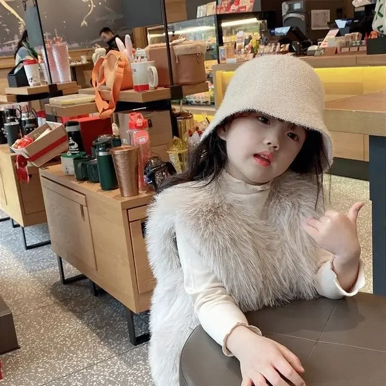 Children Hat Autumn Winter 2022 New Fashionable Children Korean Style Baby Solid Color Casual Simple Hat Sweet Cute Bucket Hat