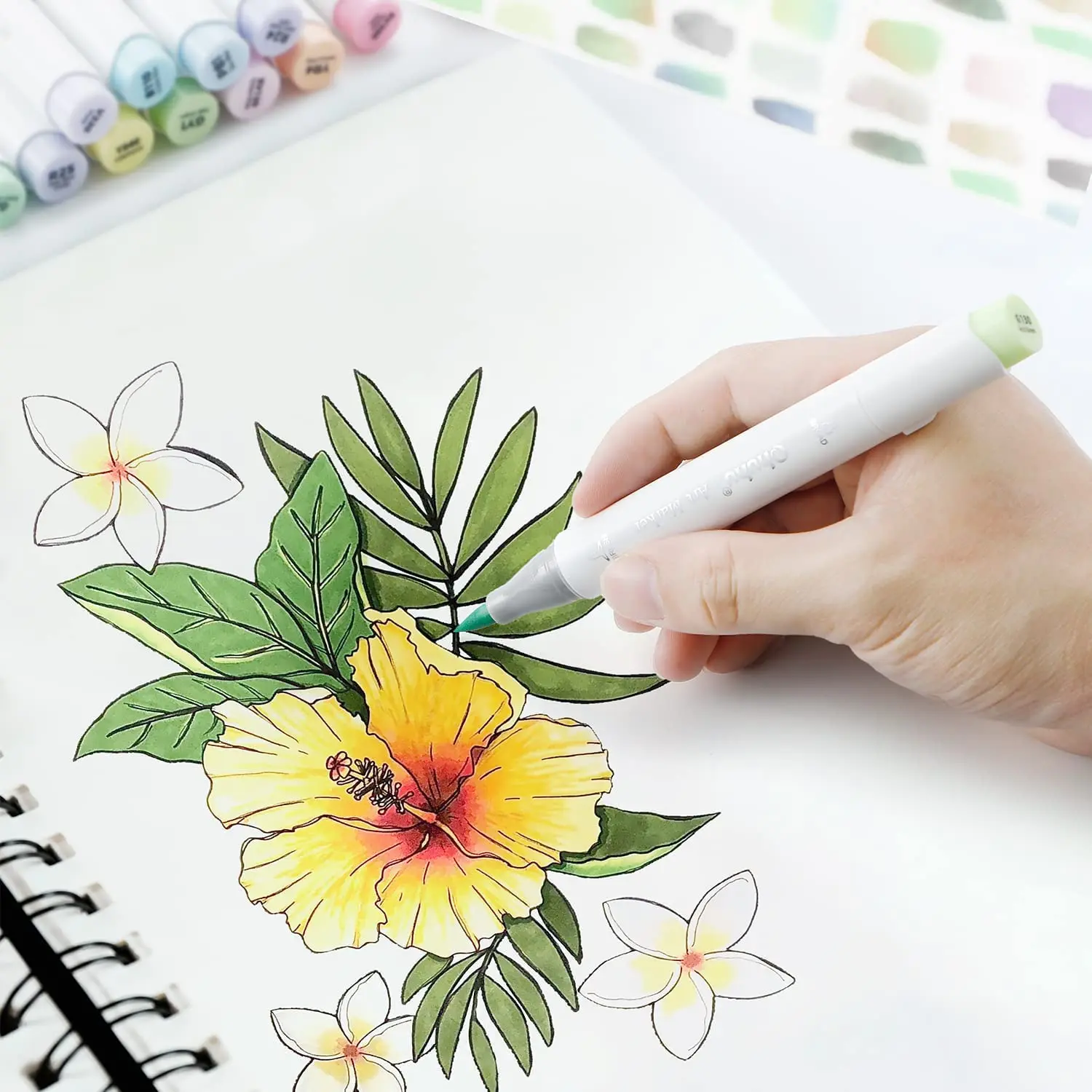Brush Marker 96 Light Professional Includes 1 Blender Series Pens Shades Pastel Bold Point Pen