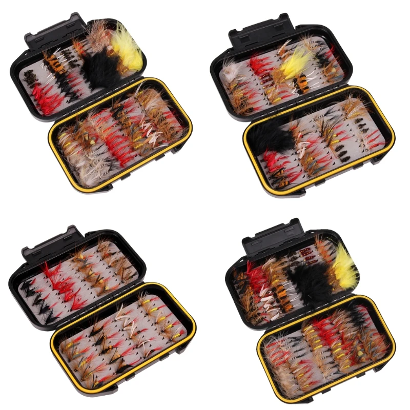 40/72/100/120Pcs Fly Fishing Dry Flies Assortment with Waterproof Fly Box