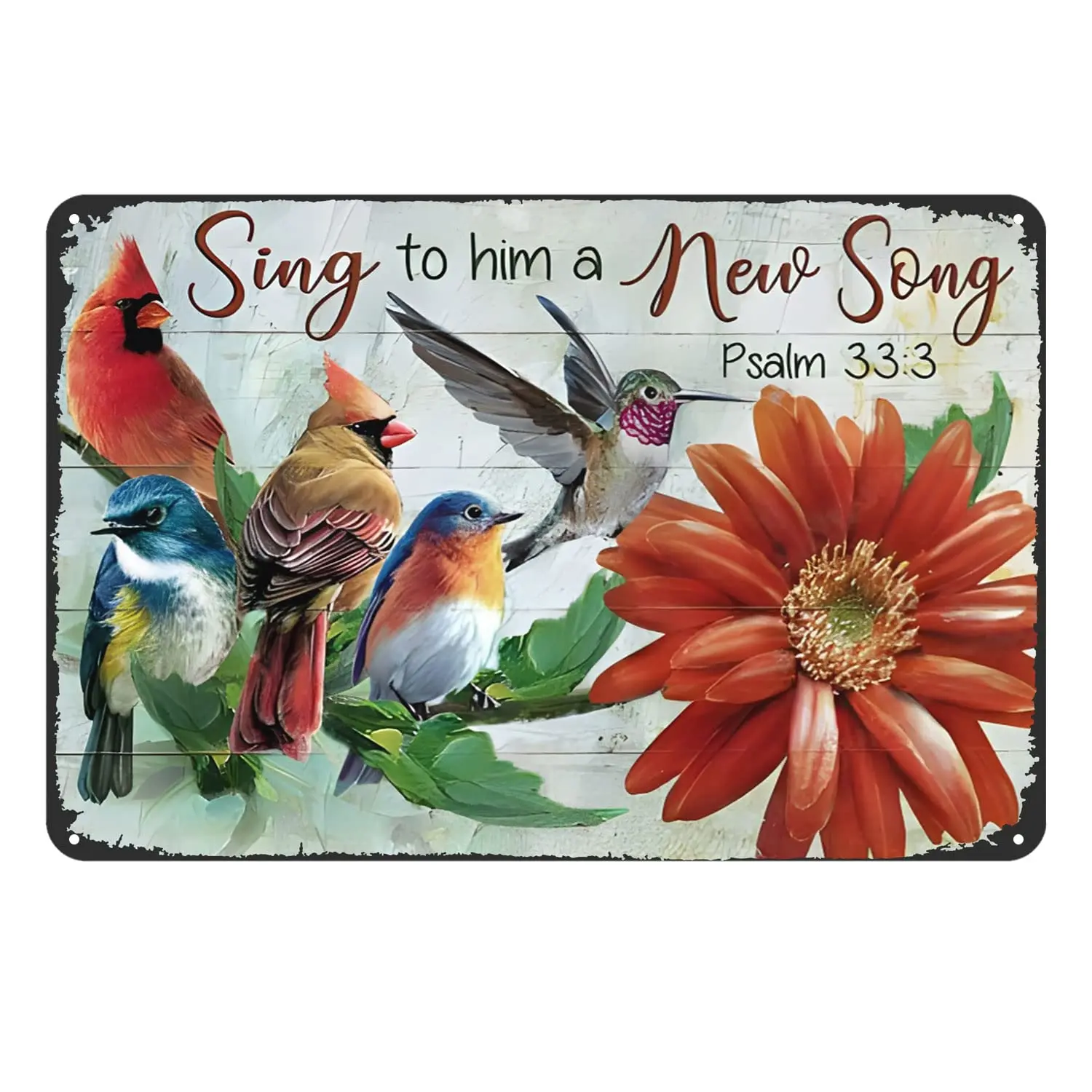 Cardinal Bird Sing to Him A New Song Humminggbird Tin Signs Retro Funny Vintage Decor for Home Bar Room Diner Garage Kitchen