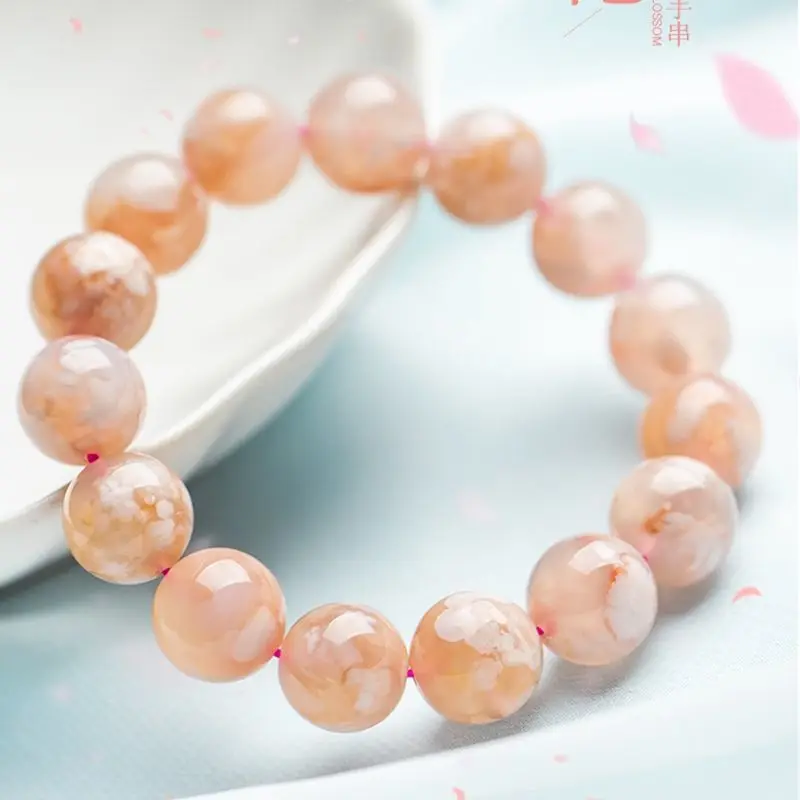 Hand Toy Green Jewelry Natural Pink Cherry Agate Snow Internet Celebrity Bracelet Lucky Female