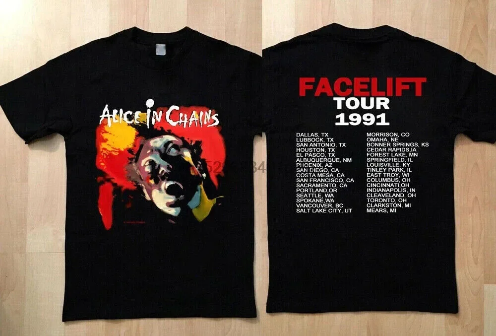 Alice In Chains Facelift 1991, концертный тур, новая винтажная футболка всех размеров Alice In Chains Facelift 1991, концертный тур, новая винтажная футболка всех размеров