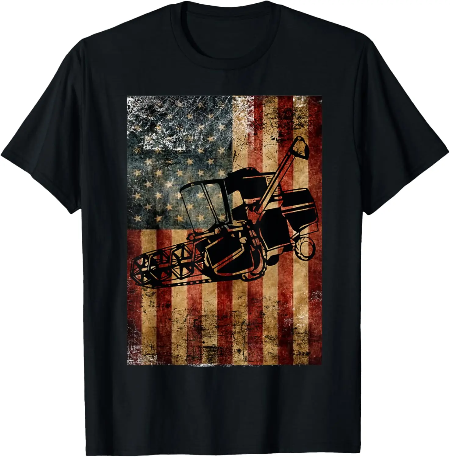 

Farm Tractors Distressed USA Flag Combine Tractor Farming T-Shirt