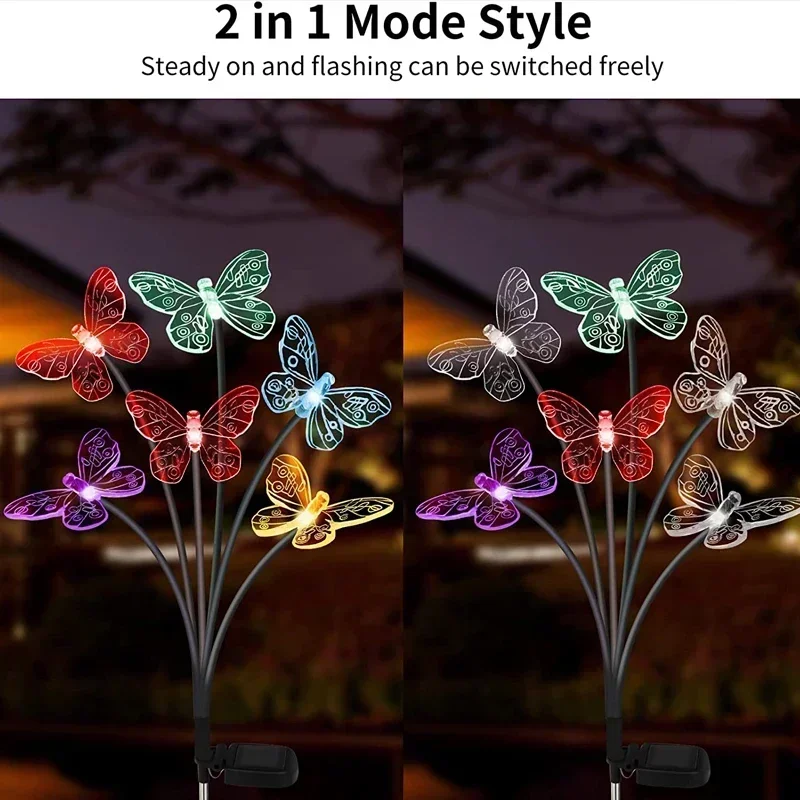 

Solar LED Garden Light Outdoor Sunlight 2 Modes Powered Waterproof Landscape Lights Butterfly Lawn Lights Garden Decor Lamp