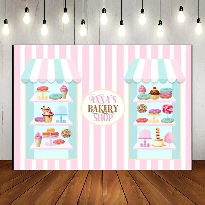 Photography Background Colorful Lollipops Cake Party Wall Sweet Candyland Backdrop Candy Happy Birthday Custom Ice Cream Banner