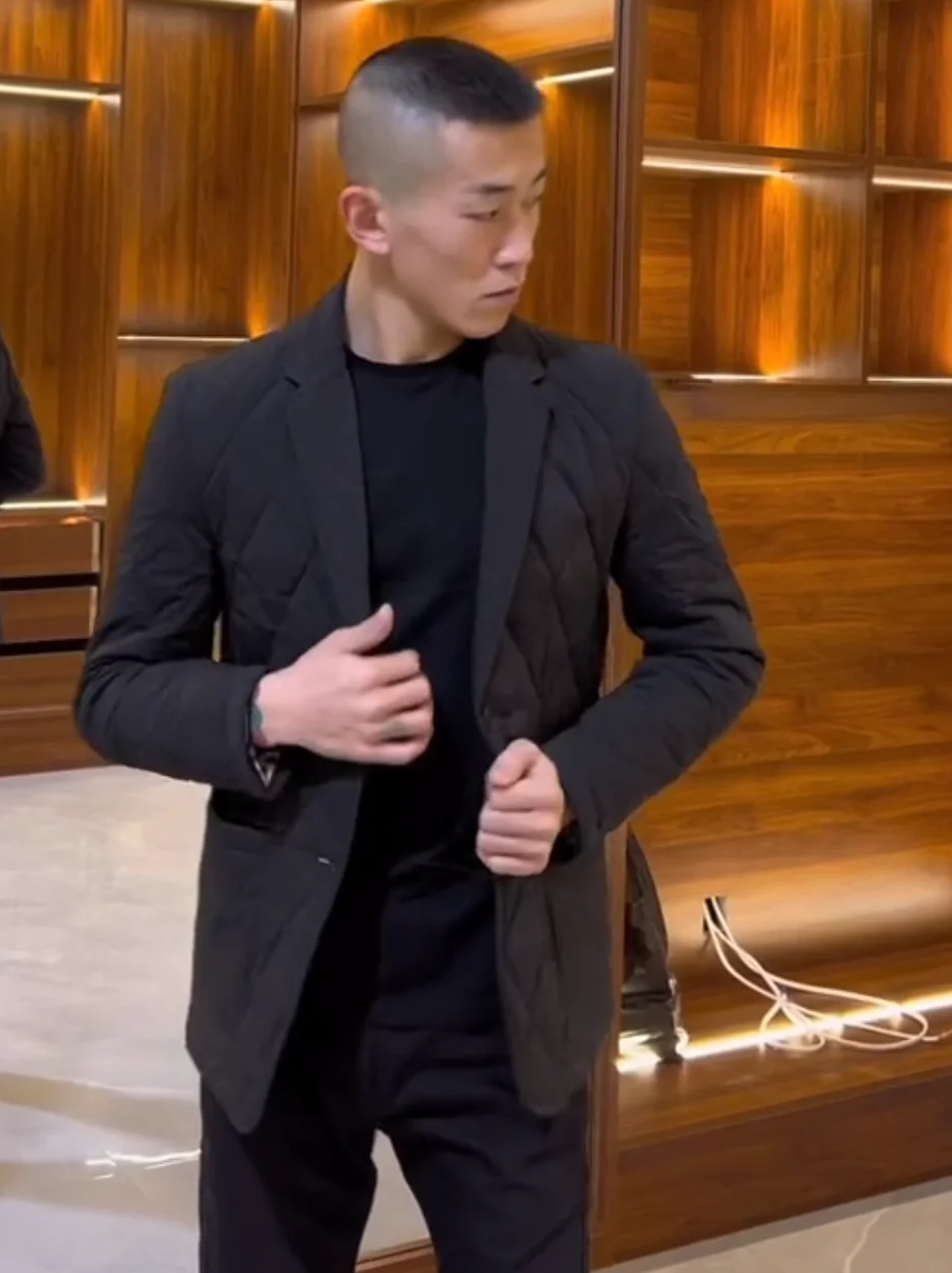 

Faionable Diamond Patterned Thin Cotton Men's Busin Casual Suit Jaet Spring Autumn New Sle Youth Urban Wear Long Sve