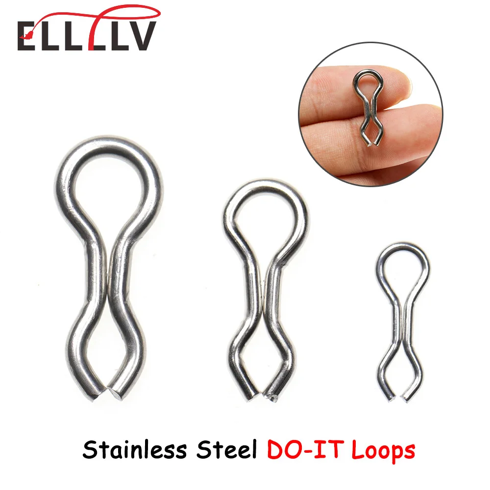 Elllv 50pcs Stainless Steel DO-IT Mould Loops Anti-corrsion Fishing Sinkers Jigs Lure Molding Wire Eyelets Splay Rings S M L