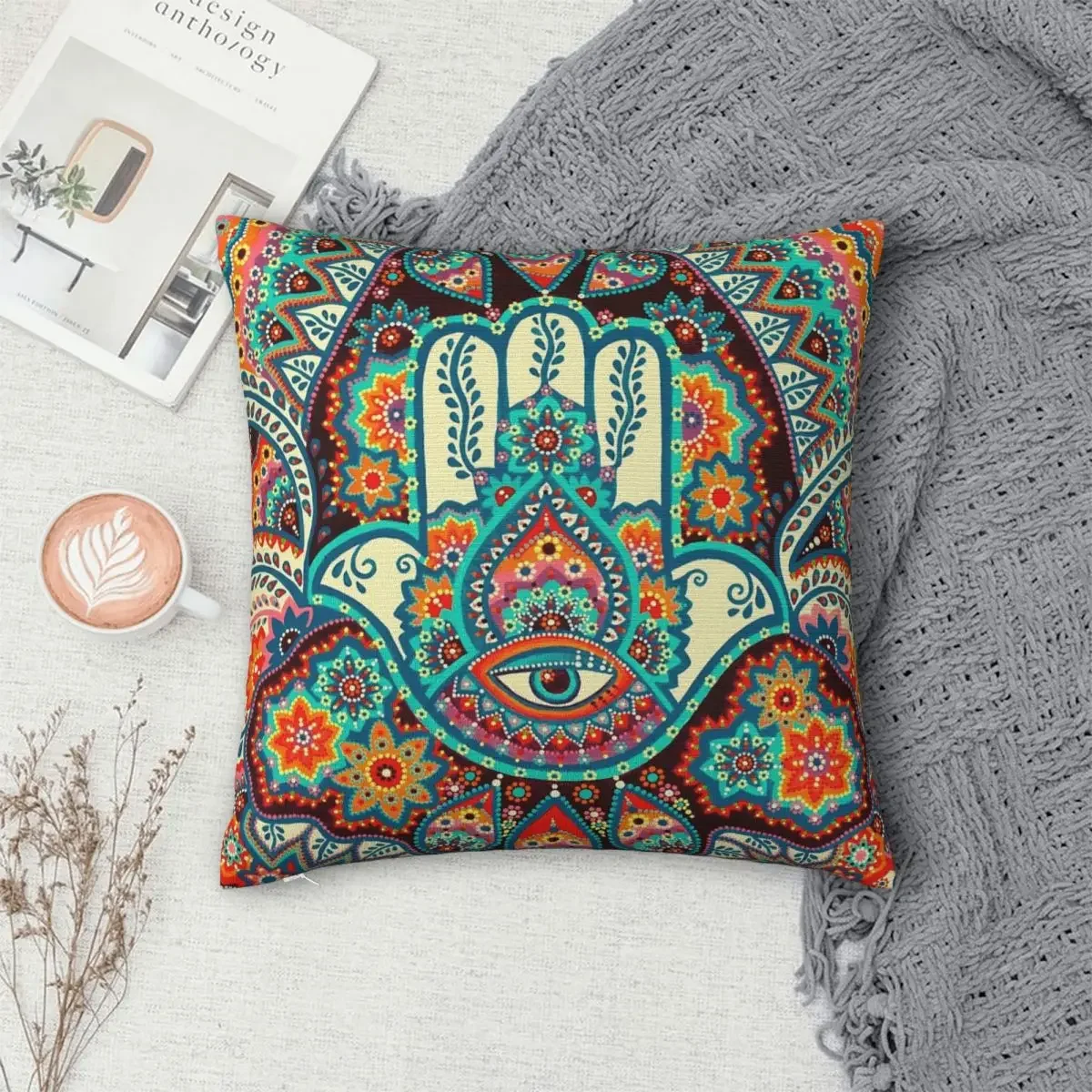 Hamsa Hand Pillowcase Polyester Pillows Cover Cushion Comfort Throw Pillow Sofa Decorative Cushions Used for Home Bedroom Sofa