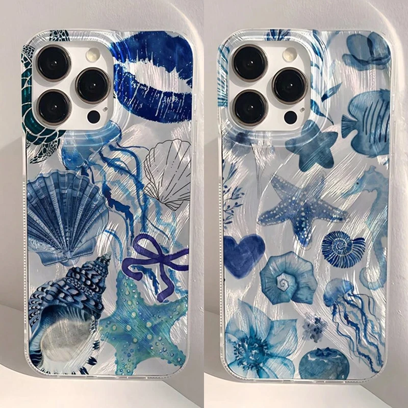 Funda de teléfono con estampado de labios Blue Ocean Element para Xiaomi Redmi 14C 13 13C 12 A3 A2 A1 10 10C 9 9A 9C 8 K60 K40 Plus Ultra 4G 5G