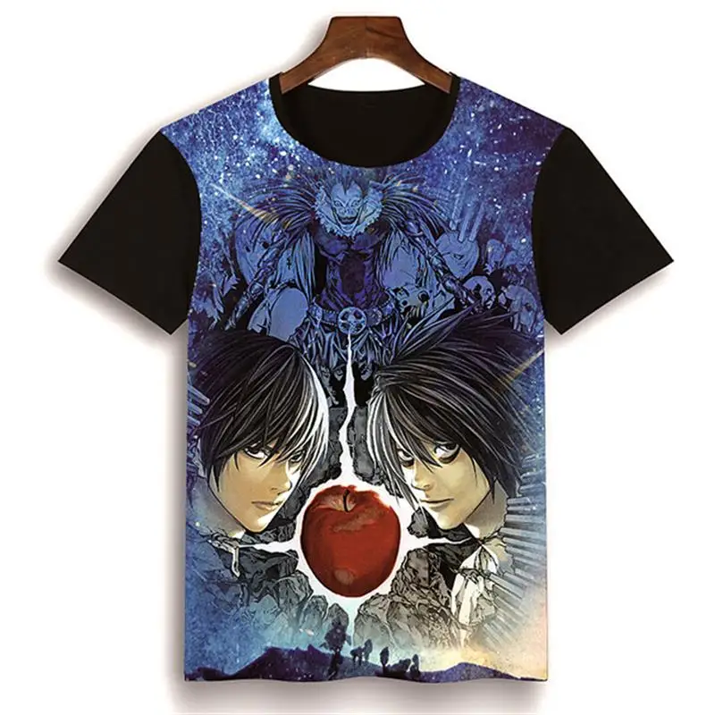

New Death Note Cartoon Printed T-irt ort Sve ex Breathable Polyester Cross-Border Faion Clothing for Men And Women
