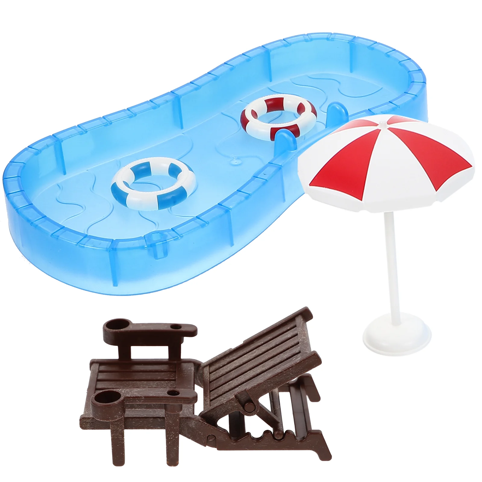 

Swimming Pool Model Mini House Scene Props Accessories Summer Furniture Plastic Decor Photo