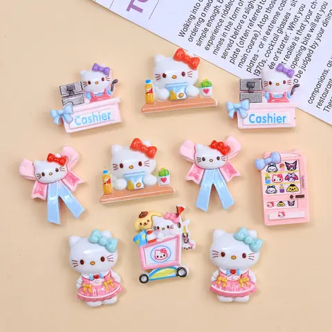 만화 송진 귀여운 동물 고양이, 활, 게임 콘솔 스타일 머리핀, 스크랩북 공예, DIY 미니어처 장식 액세서리 A34, 10 개