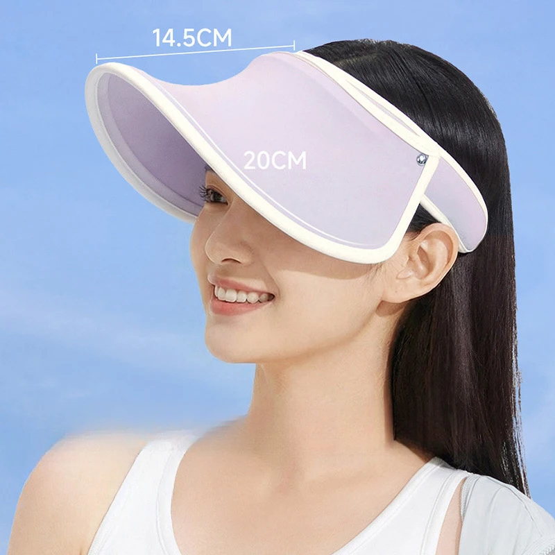 

U-Shape Adjustable Hollow Sun Hat for Women - 14.5cm Wide Brim Visor Cap, UPF50+ Summer Beach Hat with UV Protection