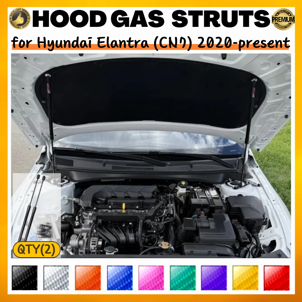

Qty(2) Hood Struts for Hyundai Elantra (CN7) 2020-present Front Bonnet Modify Gas Springs Shock Absorbers Lift Supports Dampers