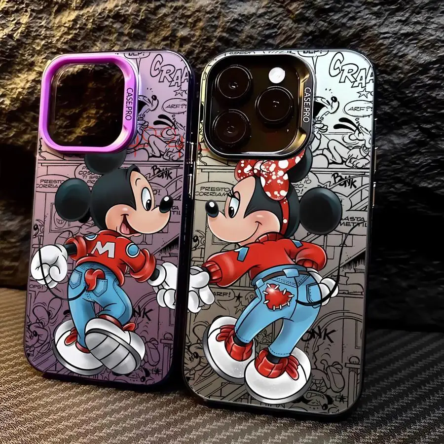 Mickey Mouse Love Minnie Phone Case for iPhone 16 Pro 15 Pro Max 12 11 14 13 XS 14 Pro Max 16 Plus 14Pro 12Pro Soft funda case