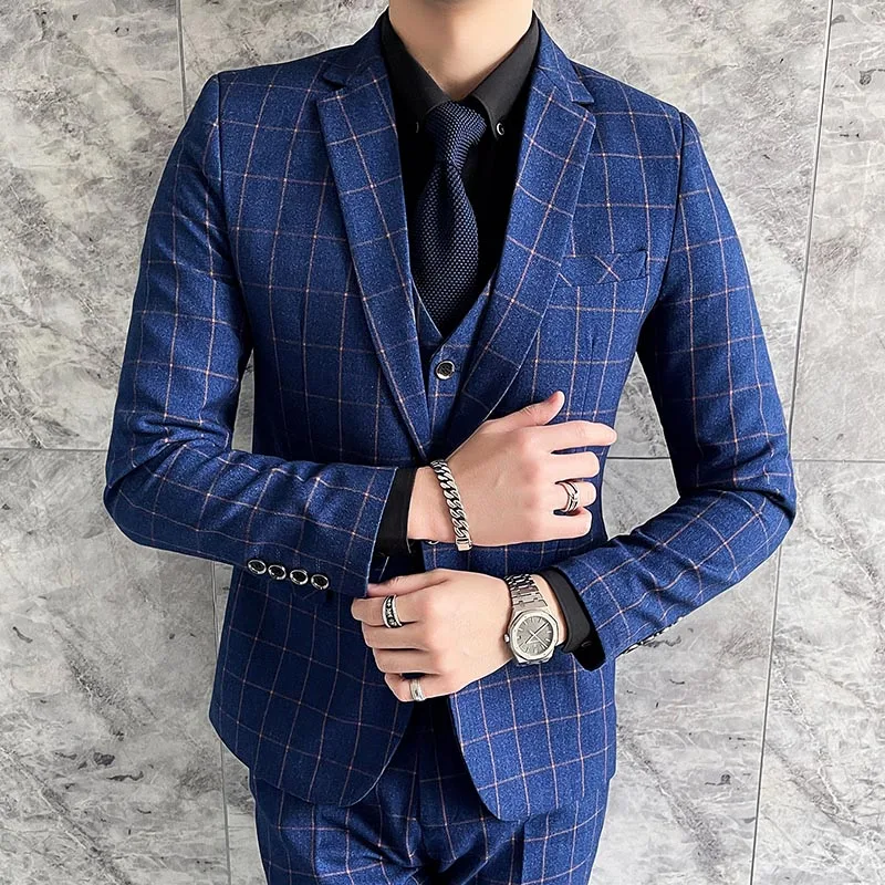 ( Jacket + Vest + Pants ) Business Suit 3 Piece Set  Boutique Mens Business Suit Slim Straight Pants Suit Separates for Wedding