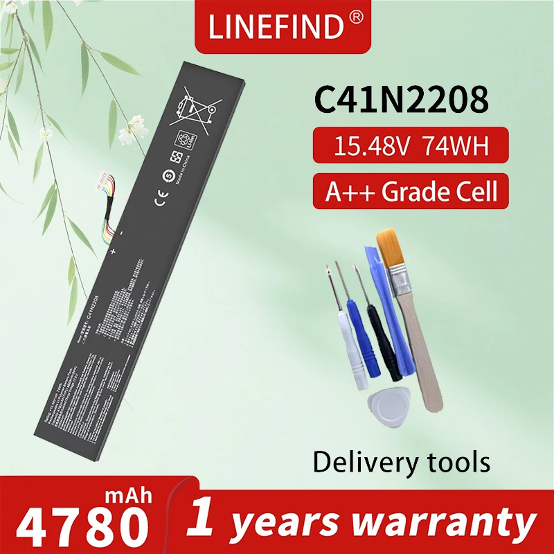 LINEFIND C41N2208 Battery For ASUS ROG ALLY Gaming Handheld series of RC71L/PC71L Expand high capacity of 74Wh upgrade