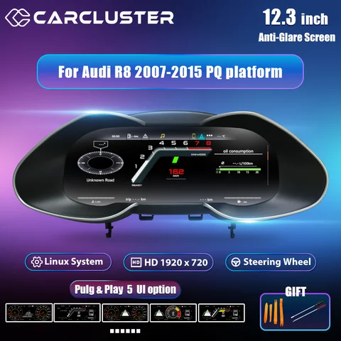 12.3'' Carcluster Dashboard For Audi R8  2007-2015 years PQ platform Car Lcd Panel Speedometer Virtual Cockpit