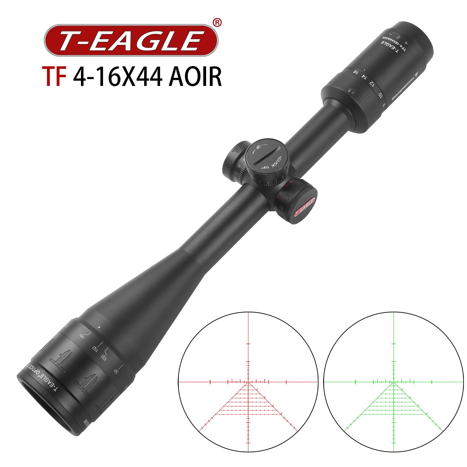 

T-EAGLE Compact Tactical Riflescope TF 4-16X44 AOIR for Hunting Adjustable Green and Red Illuminated Sniper Airsoft Scope Sight