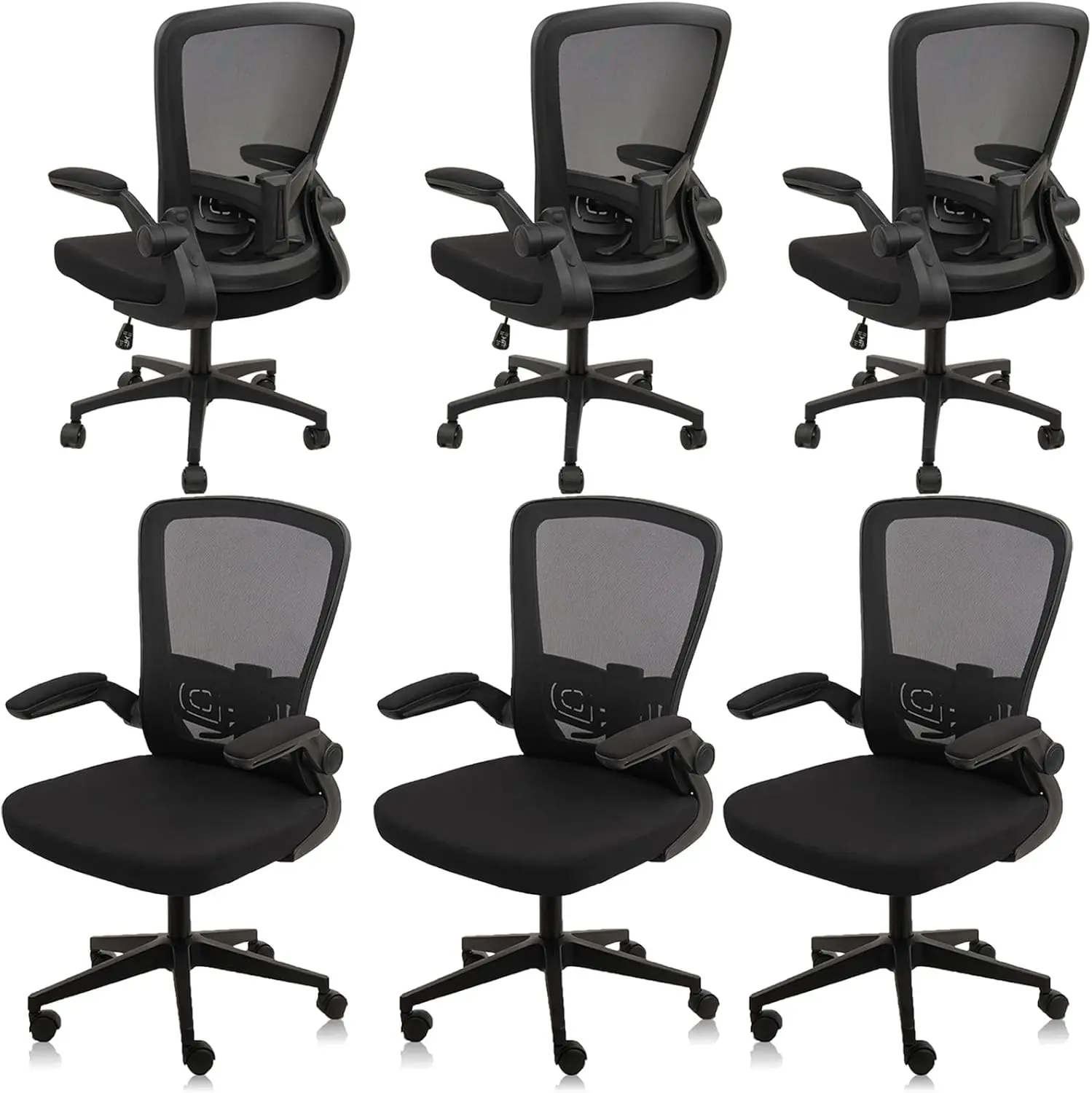 

Desk Chairs with Wheels Ergonomic Mesh Office Chair Adjustable Height and Swivel Lumbar Support Home Office Chair Set of 6