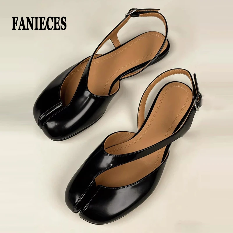 Luxury Tabi Flat Sandals Women Summer Patent Leather Split Toe Slingbacks Ballet Shoes Brand Designer Banquet Wedding Sandalias image 4