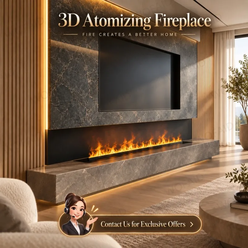 WOFAID Smart 3D Water Vapor Electric Fireplace LED Realistic Mist Flame No Smoke Decorative Fireplace for Living Room Media Wall