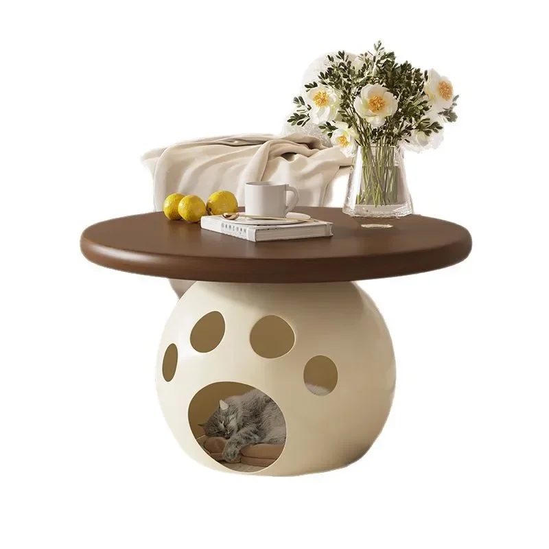 

Cream wind cat nest small apartment pet store rock slab coffee table household creative living room round storage simple coffee