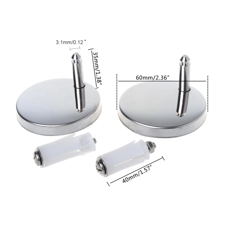 2pcs Toilet Hinges Soft Release Replacement Universal Stainless Steel Toilet Seats Top Fix Hinge Hardware