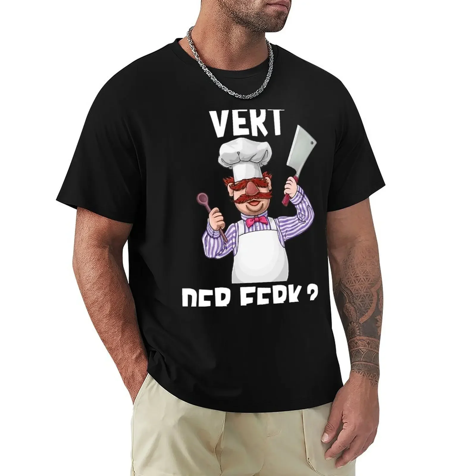 

Swedish-chef-vert-der-ferk-shirt T-shirt cute tops Aesthetic clothing customs design your own Men's cotton t-shirt