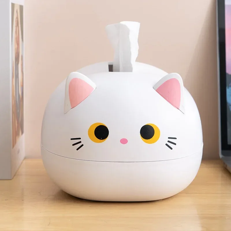 Kawaii Cat Tissue Box Kitchen Napkin Storage Box Wc Paper Container Desktop Toilet Paper Holder Nordic Style Home Decoration