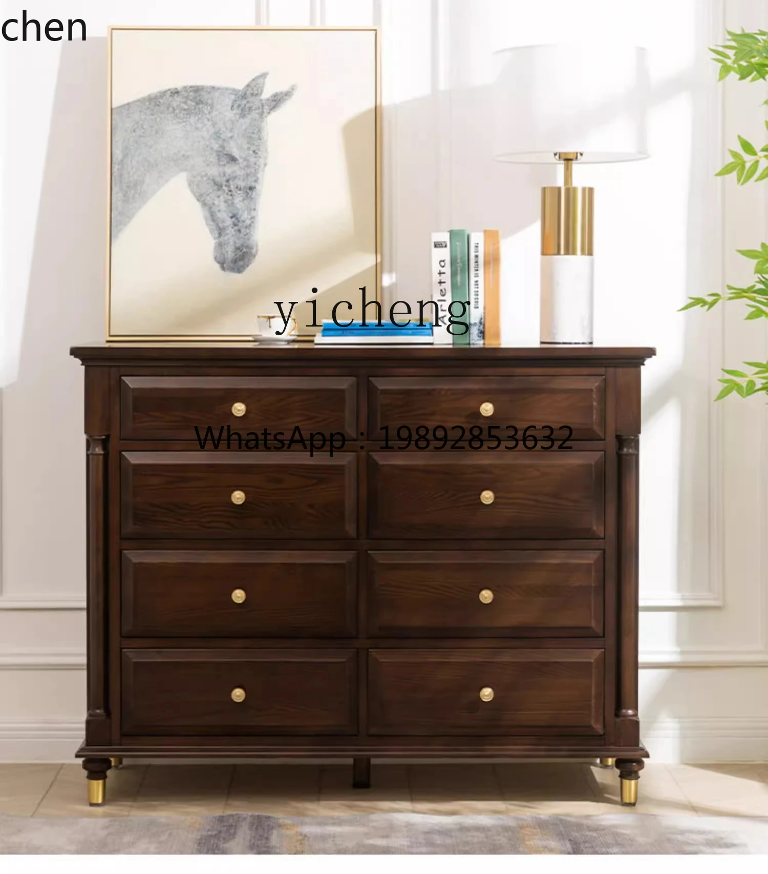 HXL eight bucket cabinet, bedroom all solid wood drawer cabinet, entrance  locker brass