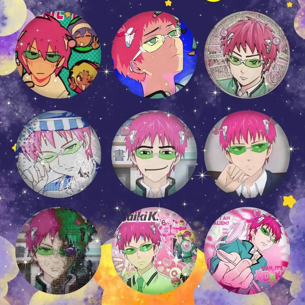 A-The Disastrous Life Of Saiki K Cartoon Round Brooches On Backpack Jacket Acrylic Button Pins Collection Gifts