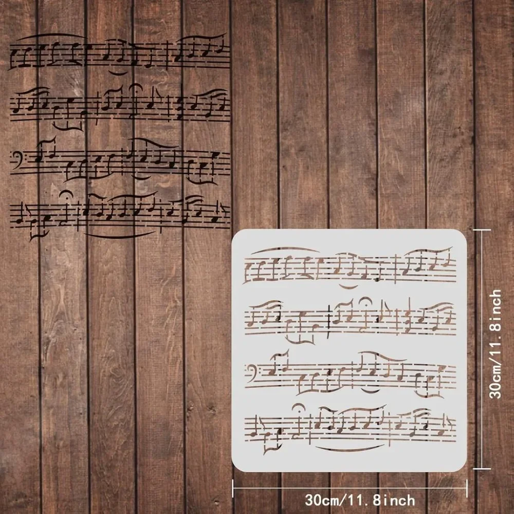 Music Stencils Template 11.8x11.8 inch Plastic Music Notes Drawing Painting Stencils Sheet Music Square Reusable Stencils